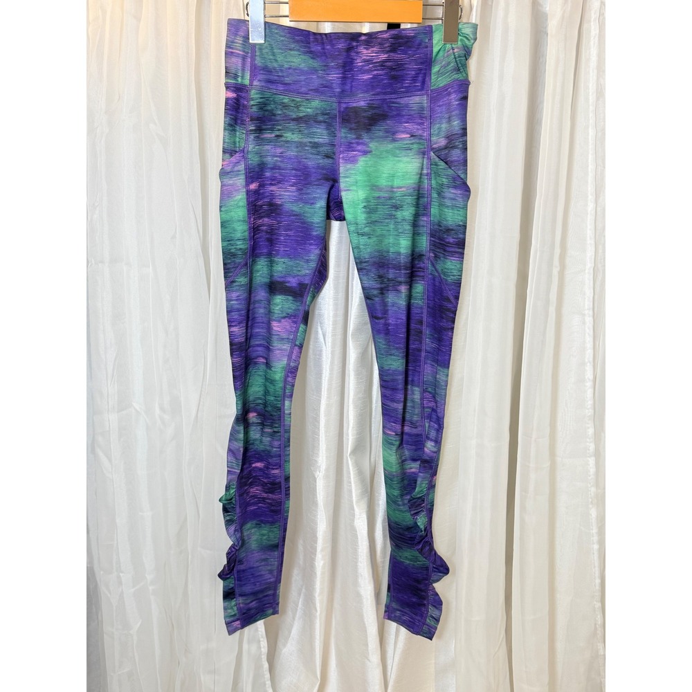 Lululemon Leggings Womens 6 Purple Green Space Dye Ruched Pockets High Rise